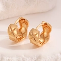 Gold plated ear cuff set with geometric cross pattern and textured metallic finish - One Pair Ear Buckle Gold (2689)