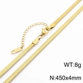 Golden 4mm flat herringbone stainless steel chain with lobster clasp and 450mm length - 4mm x 45cm / Gold