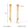 Spécifications de taille et poids pour ces boucles d'oreilles dorées en acier inoxydable - Boucles d'oreilles pendantes goutte d'eau sphériques dorées à plusieurs niveaux (HC-E10644)
