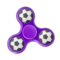 Three-arm fidget spinner with purple frame and black and white soccer pattern weights - Classic Purple Soccer Pattern