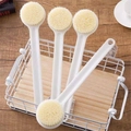 Spazzola da bagno color crema con manico lungo, setole morbide e foro per appenderla - Spazzola da Bagno Giapponese Spessa / Beige