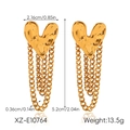 Detail view of gold heart chain earrings with size measurements 5.2cm by 2.16cm - XZ-E10764 (Heart Tassel)