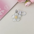 Llavero minimalista de flor de cerezo blanco con centro amarillo y cierre de mosquetón blanco - Blanco Gelatina