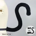 Handmade black faux fur cat cosplay set including ears, tail, collar, and paws - One Size / Meow Cat Tail-Black