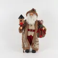 Standing Santa Claus ornament in beige robe with vintage text and a wooden staff - Style 36 Retro Letter Robe Holding Bird Nest Staff 45cm