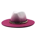 Detail of white to rose red gradient fedora hat with gold metal chain accent - M (56-58cm) / Rose Red