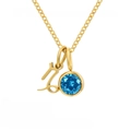 18K gold plated Capricorn necklace with light blue round stone pendant for women - December