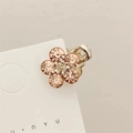Elegant champagne gold flower hair claw clip with sparkling crystals and metal accents - Champagne Mini Claw (Approx. 2.2CM)