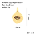 Detalle del colgante corazón de mal de ojo con dimensiones, peso y especificaciones - Ojo de la Suerte Redondo (P01442)