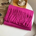 Thickened vibrant fuchsia plush scarf featuring long fringe tassels for cozy winter style - Rose Red