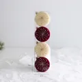 Palline di Natale in velluto rosso scuro con stelle dorate, set da 4 pezzi - 8cm Rosso Vino Beige Palla a Disco