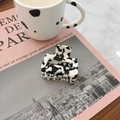 Rectangular cow print acetate hair claw clip with black and white marble pattern - Small-Black White 5.2cm