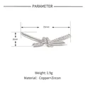 Detailed parameter display showing 35mm length copper and zircon heart pendant - Knot Bow / Silver
