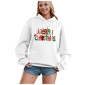White Christmas hoodie for men and women featuring red and green Merry Christmas text - S / Tops / White-MERRY CHRISTMAS Print