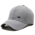 Dark gray baseball cap with BOMUDA rubber logo and curved brim for outdoor sport - Adjustable / Light Gray