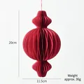 Red 20cm paper honeycomb ornament for Christmas tree decor with hanging rope - 20CM Large Red Style D