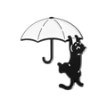 Cute black cat hanging on white umbrella enamel pin creative metal badge for clothes - Black Cat Hanging From White Umbrella (QHXZ1722)