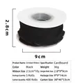Linen ruffled ribbon in black finish for luxury flower bouquet and cake decoration - 2.5cm Cardboard Roll / Black