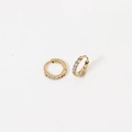 Minimalist gold-plated stainless steel hoop earrings with five inlaid cubic zirconia stones - 1.6*6mm Gold (Pair)