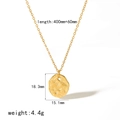 Halskette aus Titanstahl mit 18k Gold Sonnenanhänger, bunten Zirkonia und Hammerschlag - Unregelmäßiges Gehämmertes Medaillon (TN3300) / 18K Gold