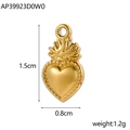 Golden stainless steel heart pendant with crown design measuring 1.5cm by 0.8cm - Gold Sacred Heart