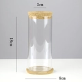 Clear cylindrical hydroponic glass vase with cork lid and wooden base, 18cm height - Cylinder (8*18cm) with Bamboo Mat