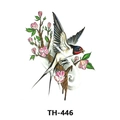 TH-446 waterproof tattoo sticker with a colorful swallow and pink floral branch design - Th-446 / 210*148mm