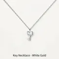 Elegante S925 Silber Schlüssel-Halskette mit Diamanten in Weißgold-Finish für Damen - Schlüssel / Weißgold