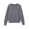 Gilet en maille classique gris foncé avec col rond et fermeture à boutons - S / Gris