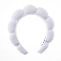 Plush white padded sponge headband with soft velvet texture for face washing and styling - White Thickened Headband (Terry Cloth)