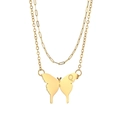 Double-layered 18K gold plated stainless steel butterfly necklace with letter Q pendant - Letter Q Butterfly Pendant Style