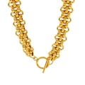 Collana a catena spessa in acciaio al titanio dorato con chiusura OT e stile moderno - Collana / Oro