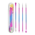 4-piece stainless steel blackhead remover set with pink-blue gradient finish in a case - 4-Piece Set (Colored Card) / Pink Blue Gradient