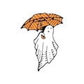 Cartoon Halloween ghost enamel pin with orange umbrella made of painted zinc alloy - XZ2393-Ghost with Umbrella