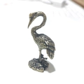 Statuetta vintage di gru in ottone per decorazione da scrivania con finitura bronzo antico - Gru A (In piedi)