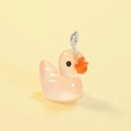 Pink translucent resin duck charm with silver loop for DIY jewelry making and keychains - Luminous Pink (Silver Pin)