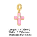 Pink enamel cross pendant detail with dimensions 32mm by 14mm on a white background - Cross Pendant / Pink