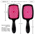 Small heart hollow hair brush in black and pink for detangling and styling - Small Black Handle + Rose Red