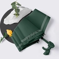 Dark green folding umbrella with white musical notes and vintage hook handle - Dark Green Dancing Notes With Black Glue Coating