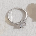 Silver-plated zircon geometric open ring with adjustable band and luxury 14K gold finish - Large Zirconia / Platinum Color