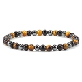 Naturstein-Armband aus Tigerauge, Hämatit und Obsidian mit 8 mm runden Perlen - Tigerauge Mix