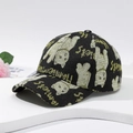 Vintage-Baseballkappe mit Cartoon-Hunde- und Bärenmustern auf schwarzem Stoff - M (56-58cm) / Cartoon Hund