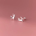 Elegant 925 silver plated butterfly stud earrings with secure screw back closure - Minimalist Butterfly Style (A124)