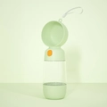 Mint green portable dog water bottle with one-click dispenser button for travel - Green / 400ml Water + 182ml Food