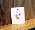 White earring display card with minimalist blue and green line art face profile - 4.9*6.2cm【JYXT-005】Earring Necklace Card