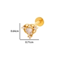 Golden heart-shaped labret stud with cubic zirconia inlays and flat back design - Cluster Heart (0155-8#) / Gold