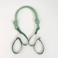 Multifunctional deep green braided yoga mat strap with adjustable loops and nylon webbing - Green Striped Strap