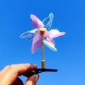 Barrette à cheveux moulin à vent pailleté violet et rose avec pince en métal robuste - 6 Feuilles Multicolore/Rose