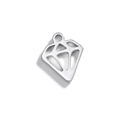Polished silver hollow diamond-shaped pendant charm with 18K plating for DIY jewelry - Silver-Diamond