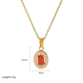Detailansicht der Halskette aus 18K Gold Edelstahl, Anhänger Maße 13mm mal 8mm - Ovaler Halo-Stil (TN3264)